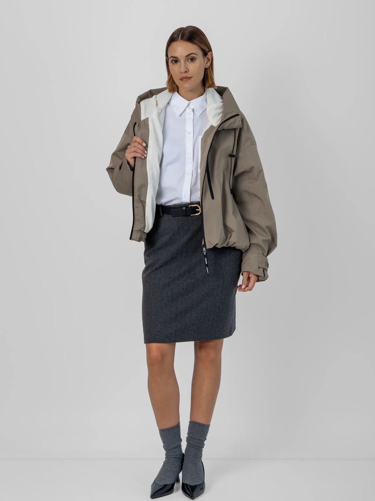 PUFFLT Fleece Lined One Size Short Oversized Rain Jacket
