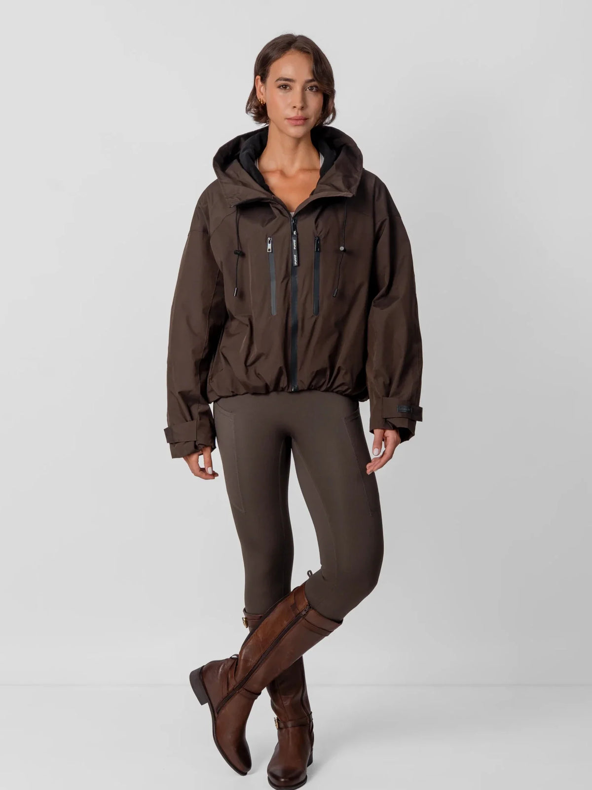 PUFFLT Fleece Lined One Size Short Oversized Rain Jacket