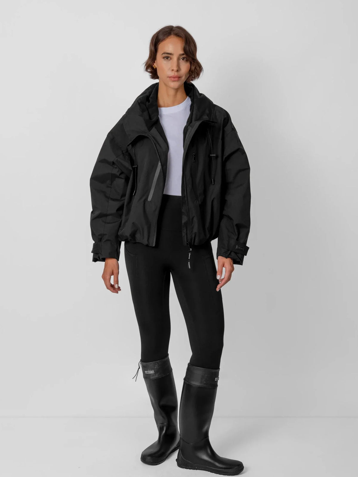 PUFFLT Fleece Lined One Size Short Oversized Rain Jacket