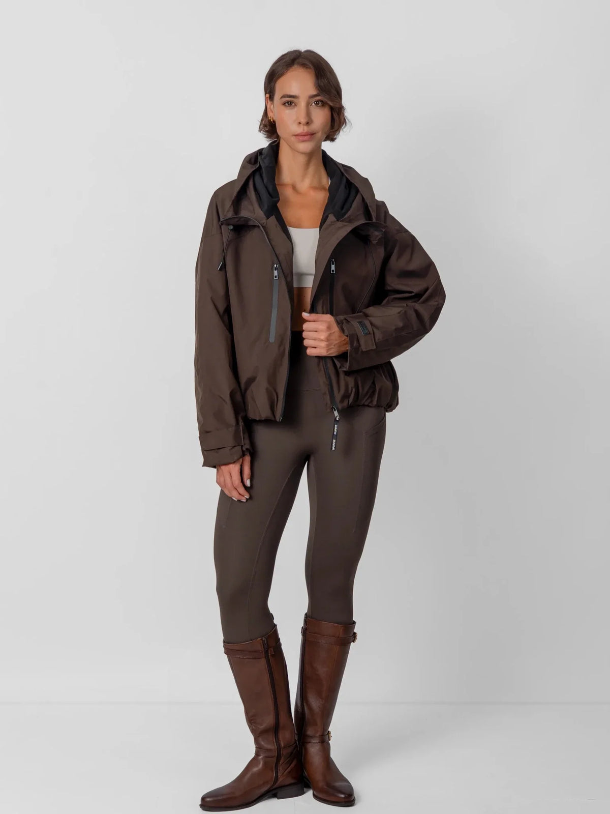 PUFFLT Fleece Lined One Size Short Oversized Rain Jacket