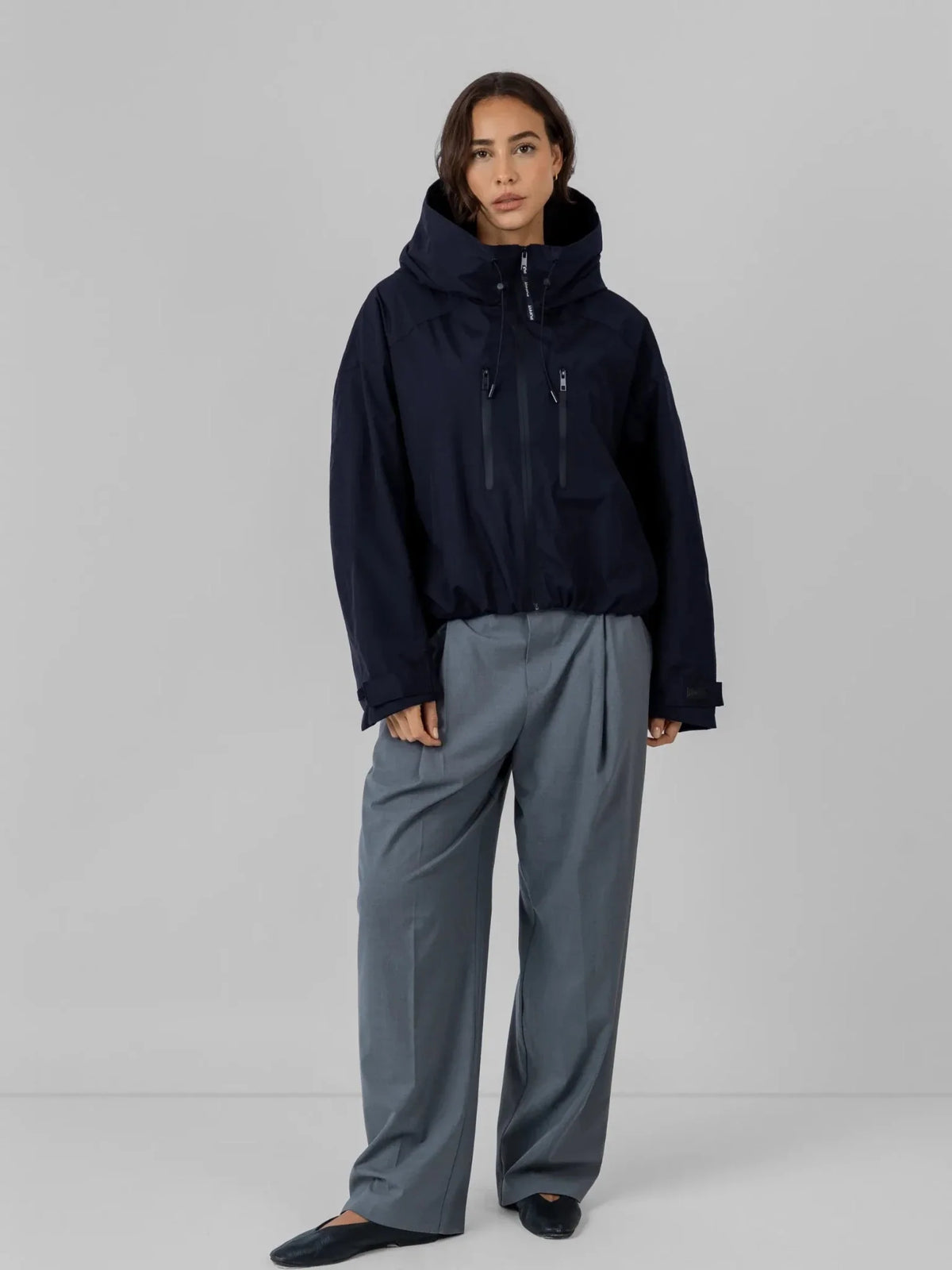 PUFFLT Fleece Lined One Size Short Oversized Rain Jacket