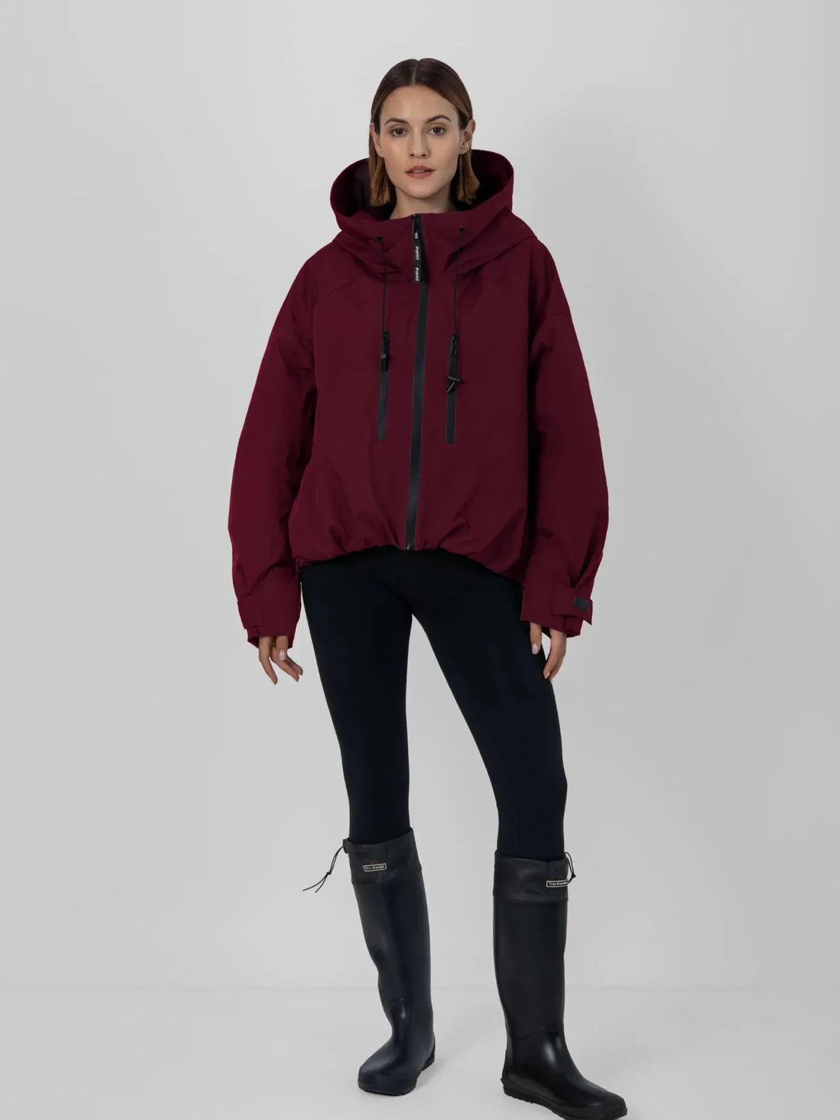 PUFFLT Fleece Lined One Size Short Oversized Rain Jacket
