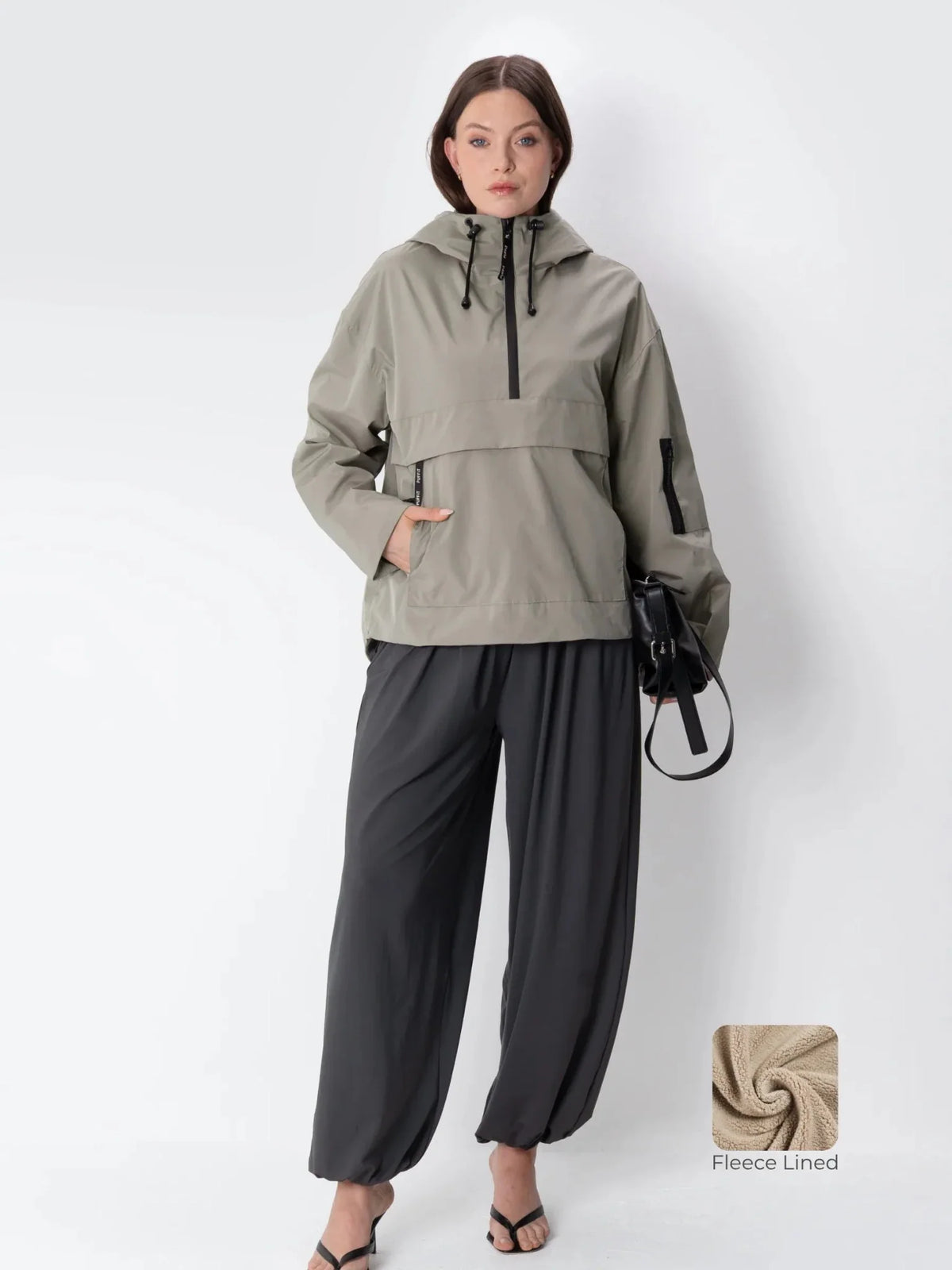 PUFFLT Dark Taupe Relaxed Fit Rain Hoodie
