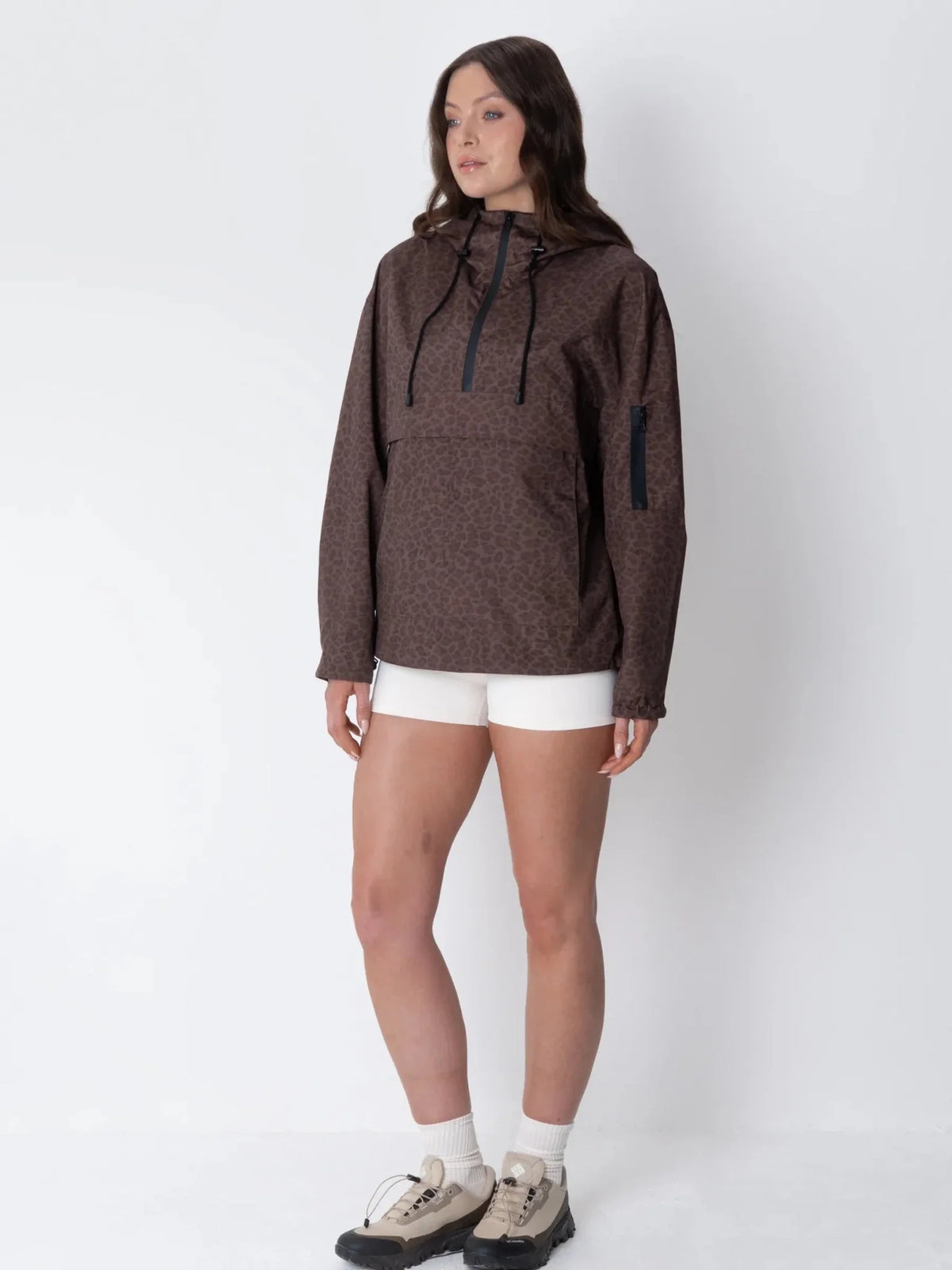 PUFFLT Mocha Leopard Relaxed Fit Rain Hoodie
