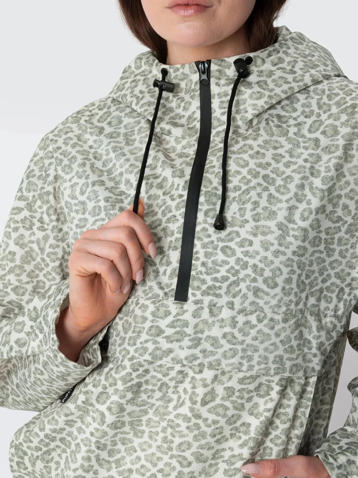 PUFFLT Olive Leopard Relaxed Fit Rain Hoodie
