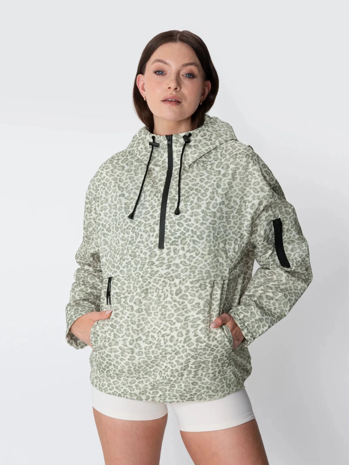 PUFFLT Olive Leopard Relaxed Fit Rain Hoodie