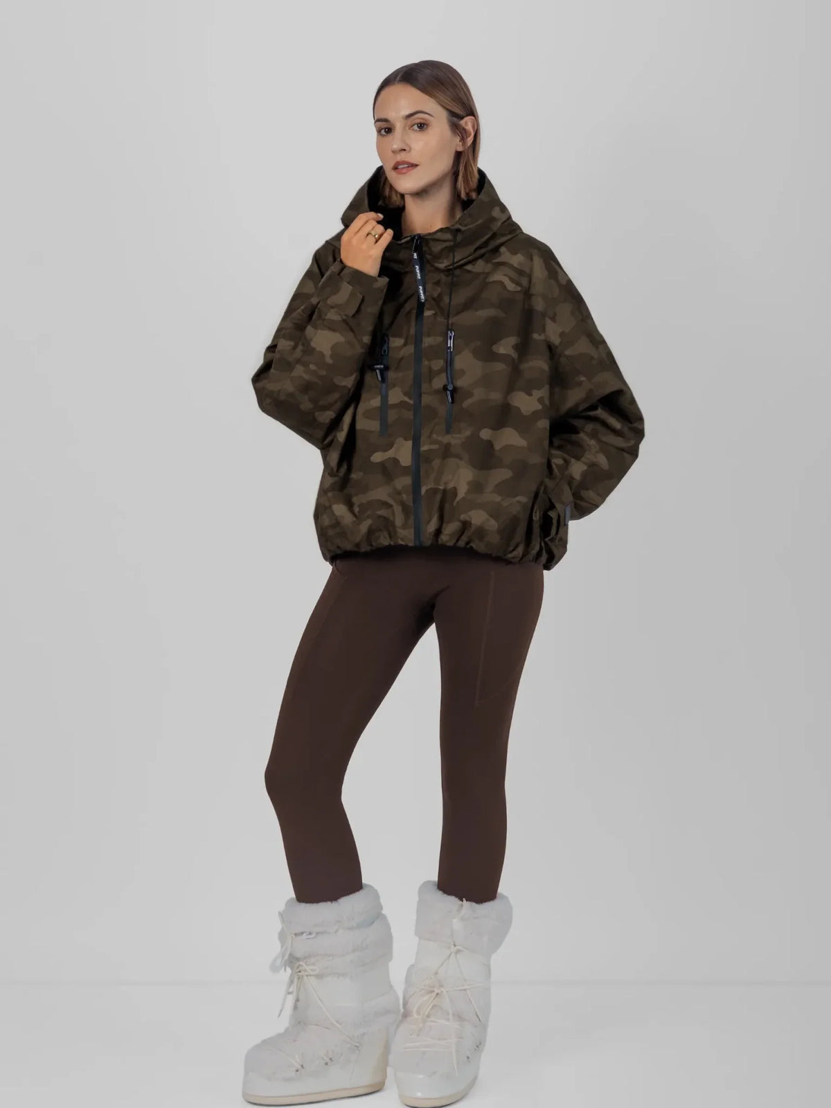 PUFFLT One Size Brown Camo Short Oversized Rain Jacket