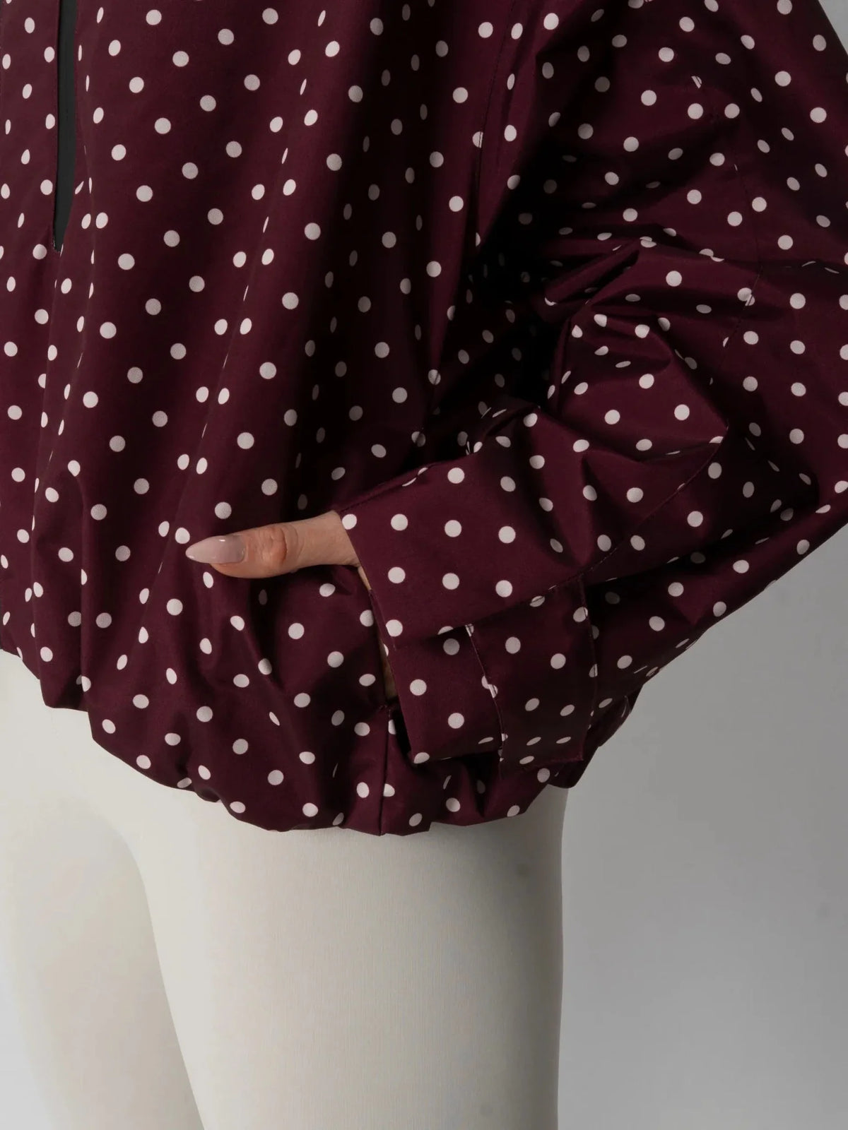 PUFFLT One Size Burgundy Dot Short Oversized Rain Jacket