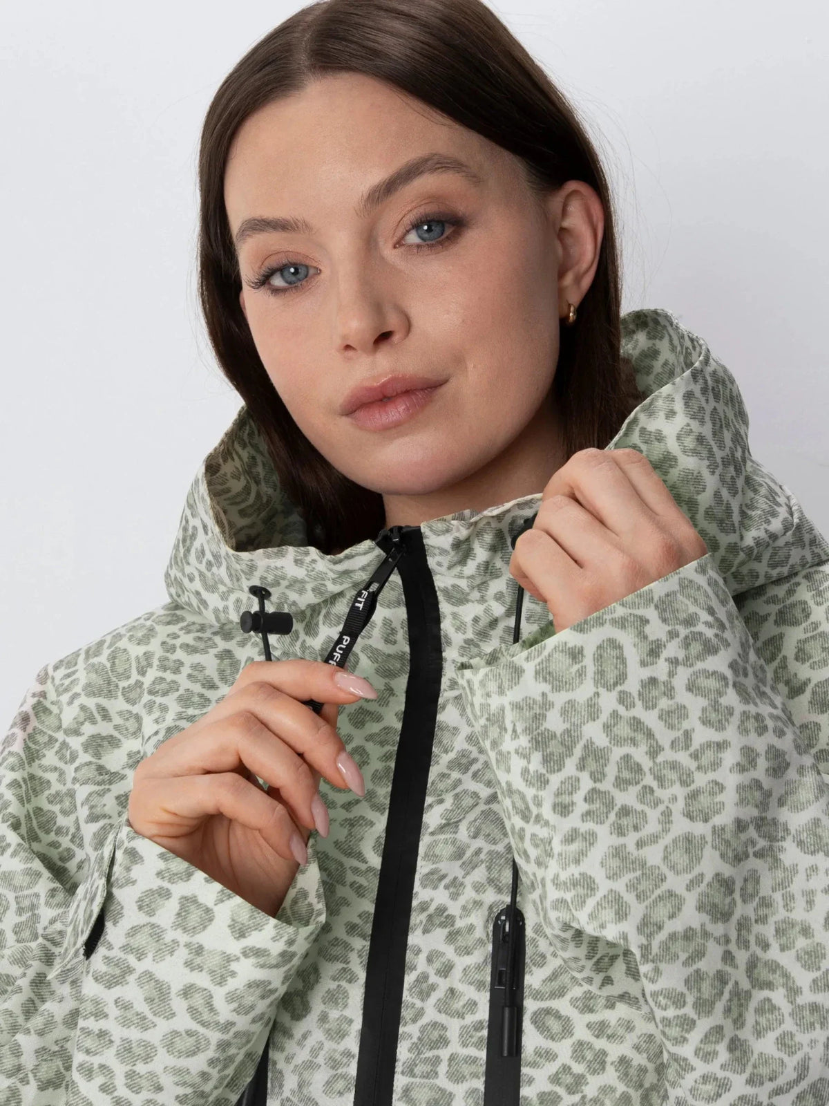 PUFFLT One Size Olive Leopard Short Oversized Rain Jacket