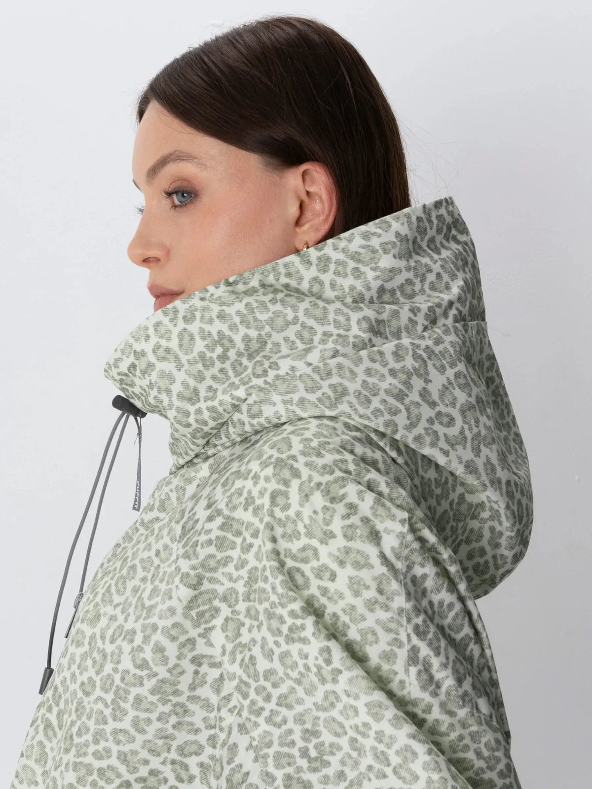 PUFFLT One Size Olive Leopard Short Oversized Rain Jacket