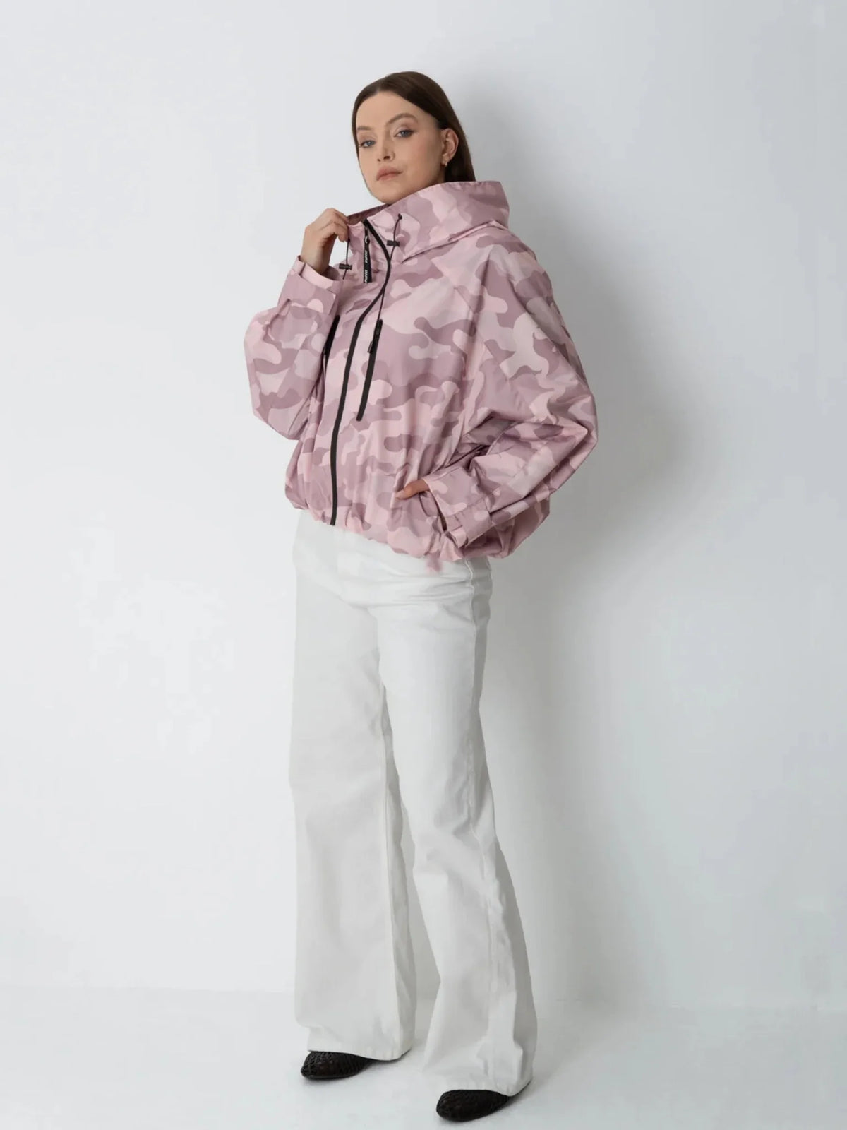 PUFFLT One Size Pink Camo Short Oversized Rain Jacket