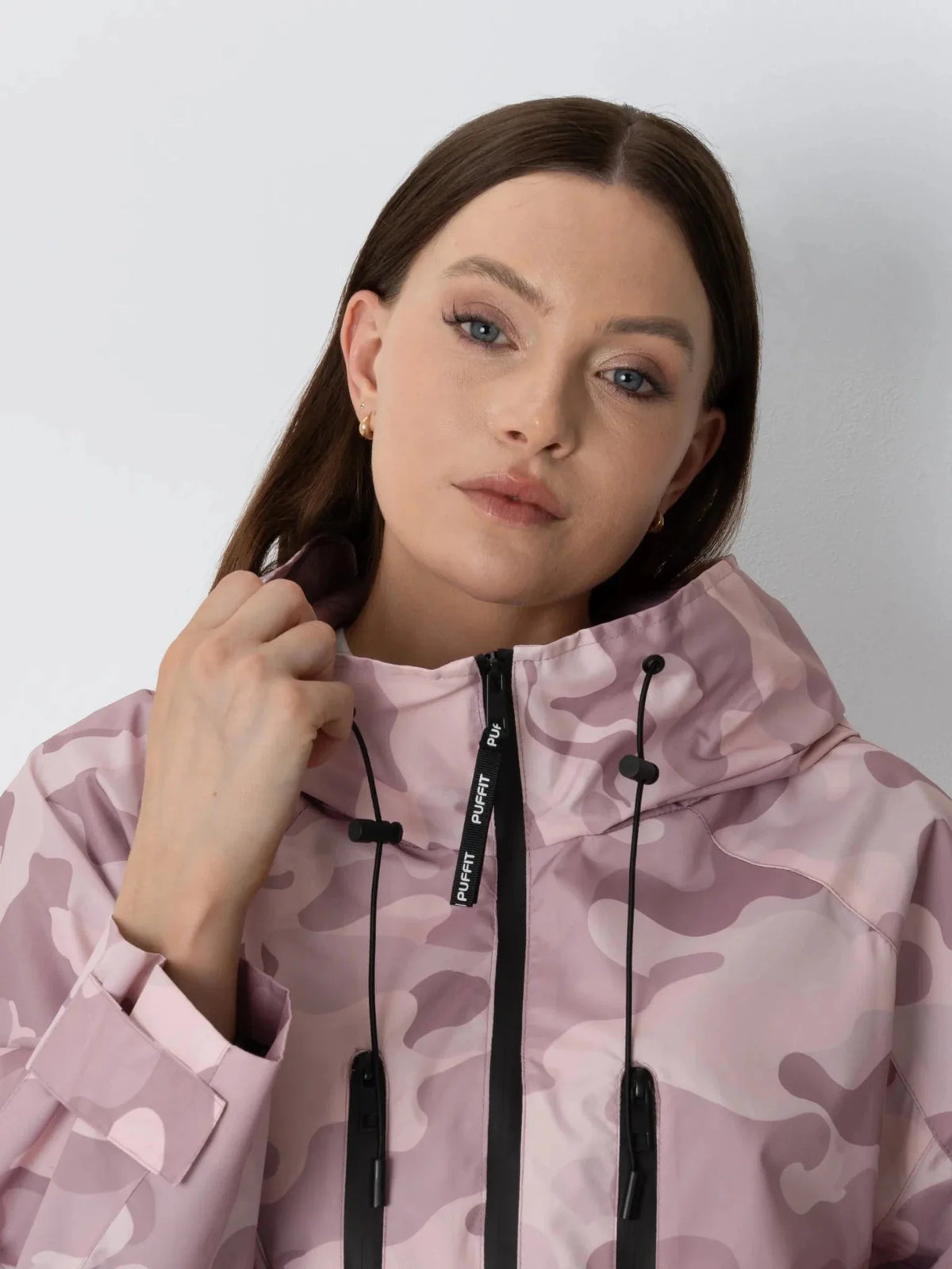 PUFFLT One Size Pink Camo Short Oversized Rain Jacket