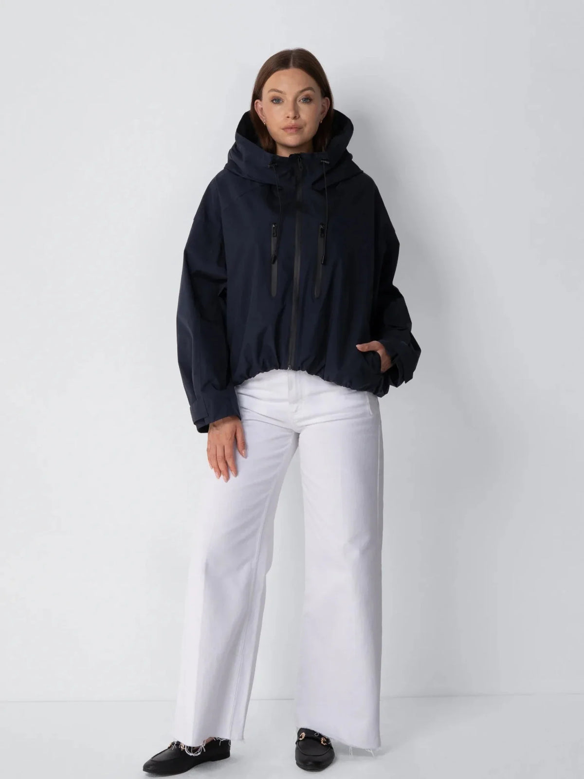 PUFFLT Fleece Lined One Size Short Oversized Rain Jacket