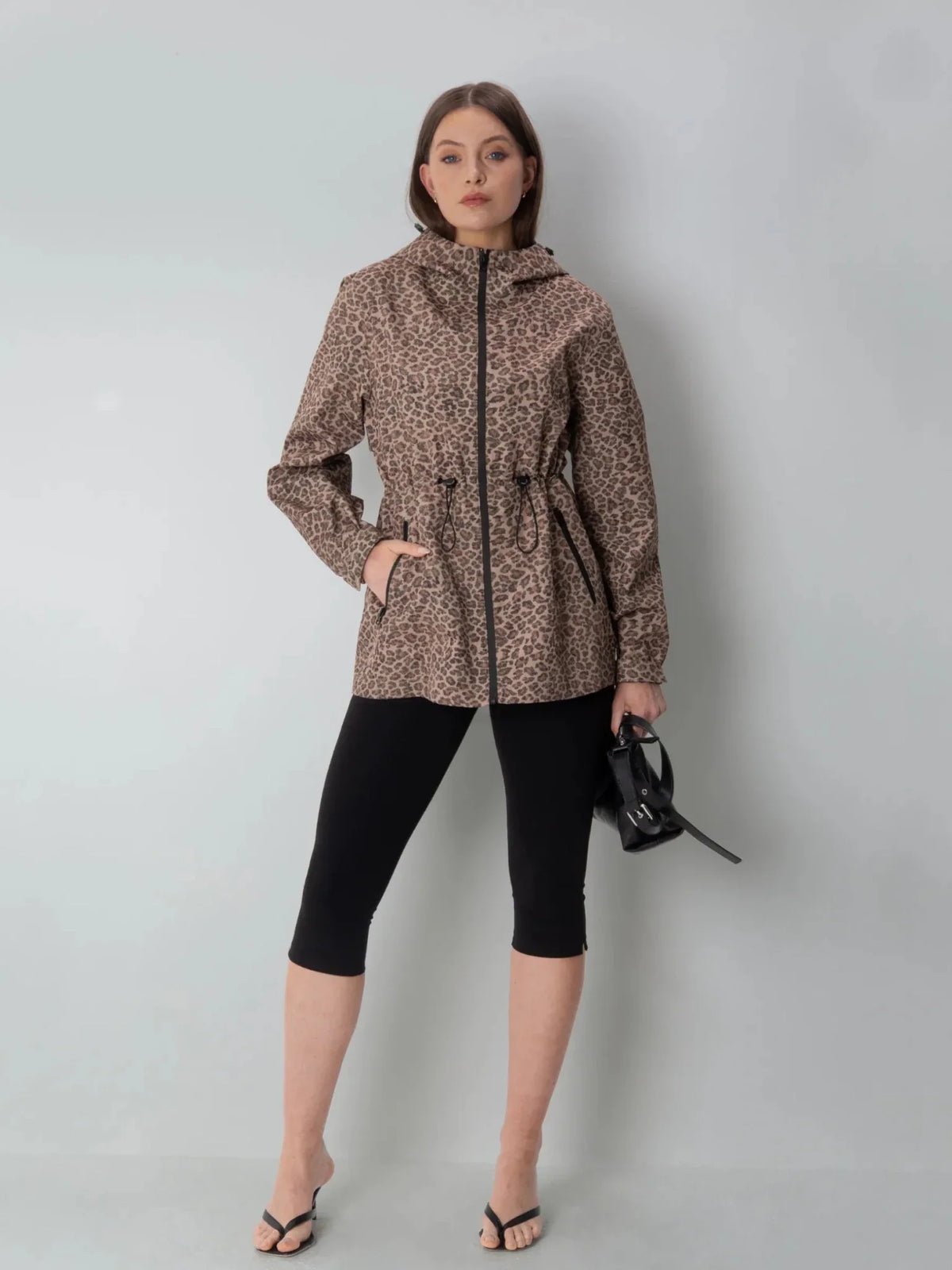 PUFFLT Leopard Full Zip Rain Coat
