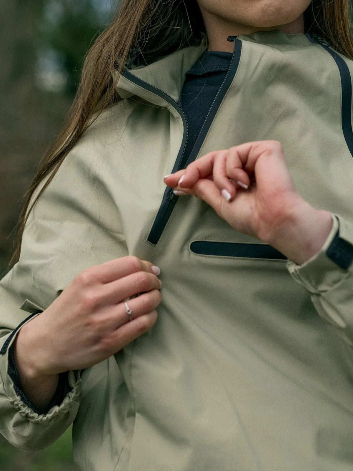 PUFFLT Short Asymmetric Zip Rain Hoodie
