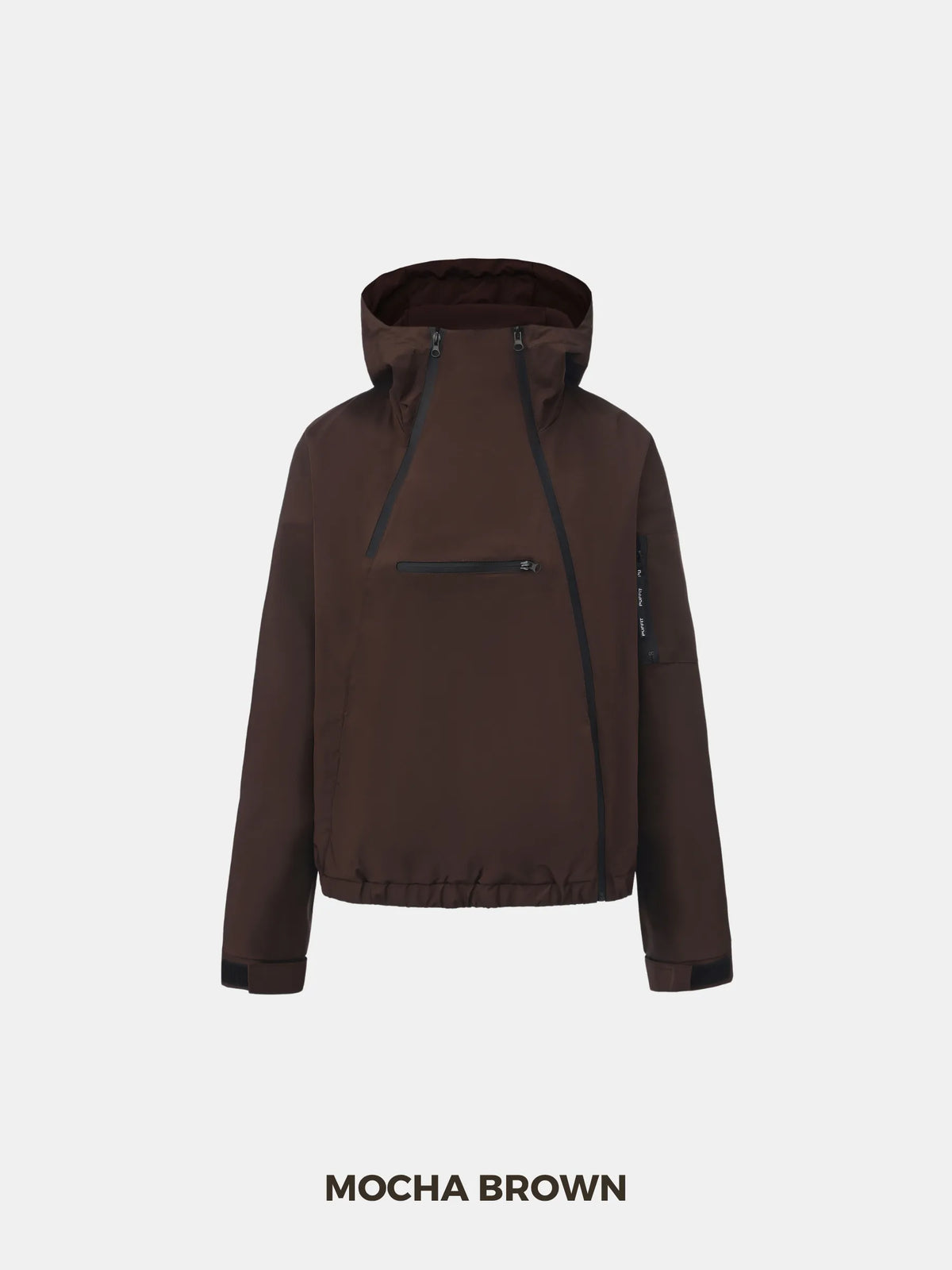 PUFFLT Short Asymmetric Zip Rain Hoodie