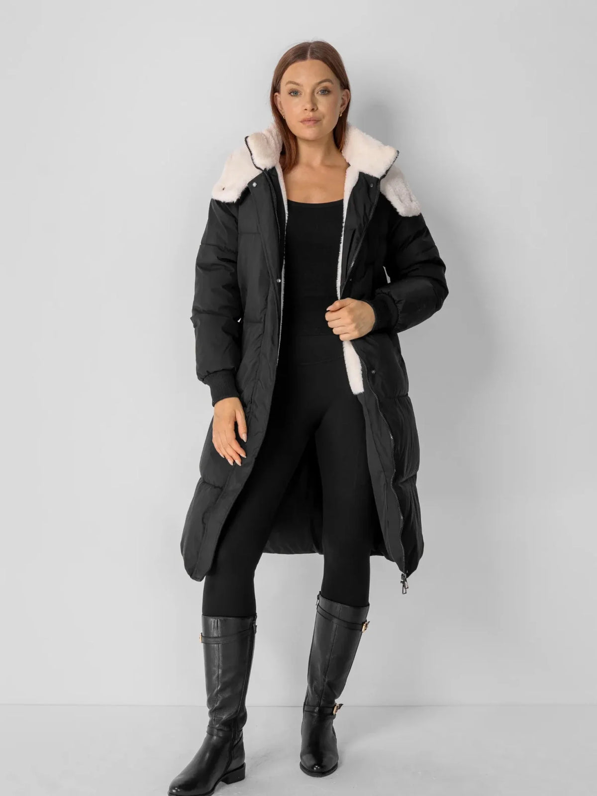 PUFFLT Faux Fur Lined Long Puffer