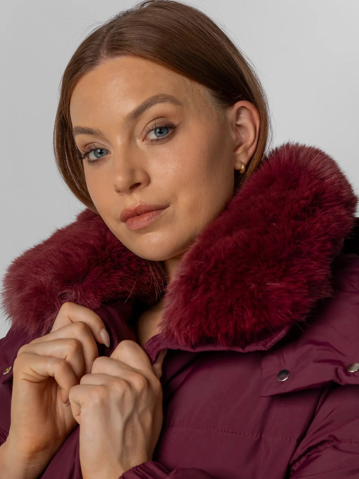 PUFFLT Faux Fur Collar Long Puffer Jacket