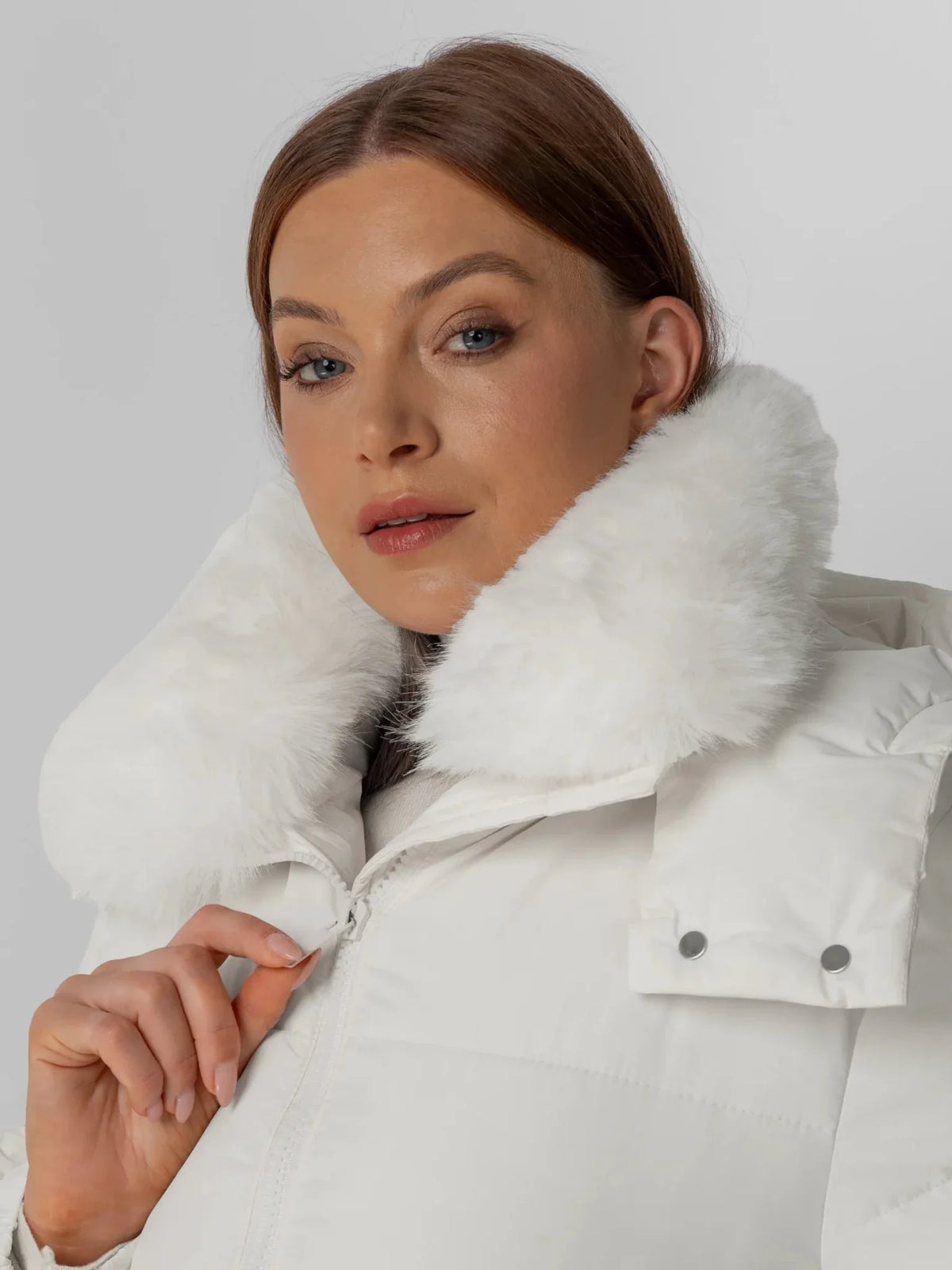 PUFFLT Faux Fur Collar Long Puffer Jacket