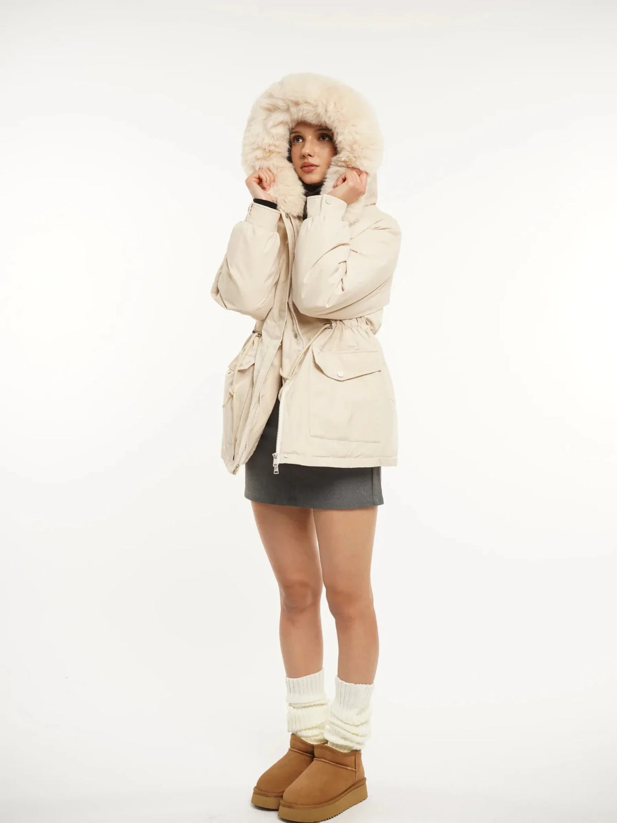 PUFFLT Faux Fur Lined And Trim Parka