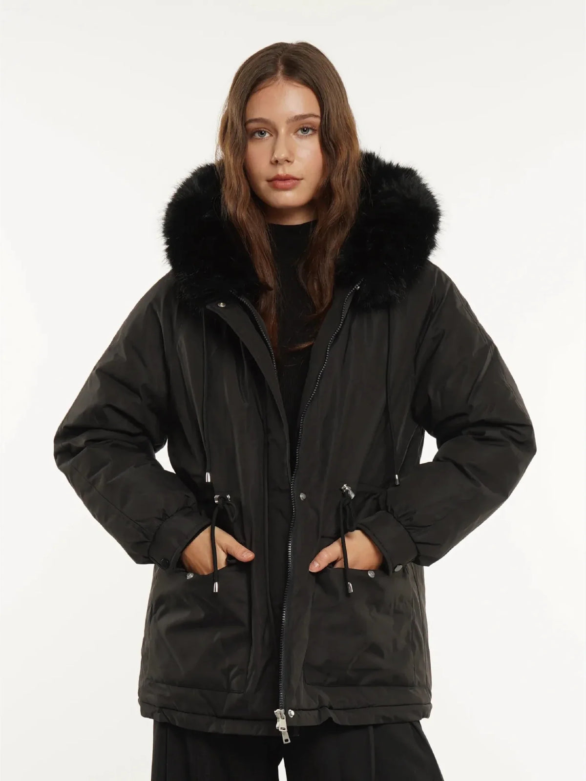 PUFFLT Faux Fur Lined And Trim Parka