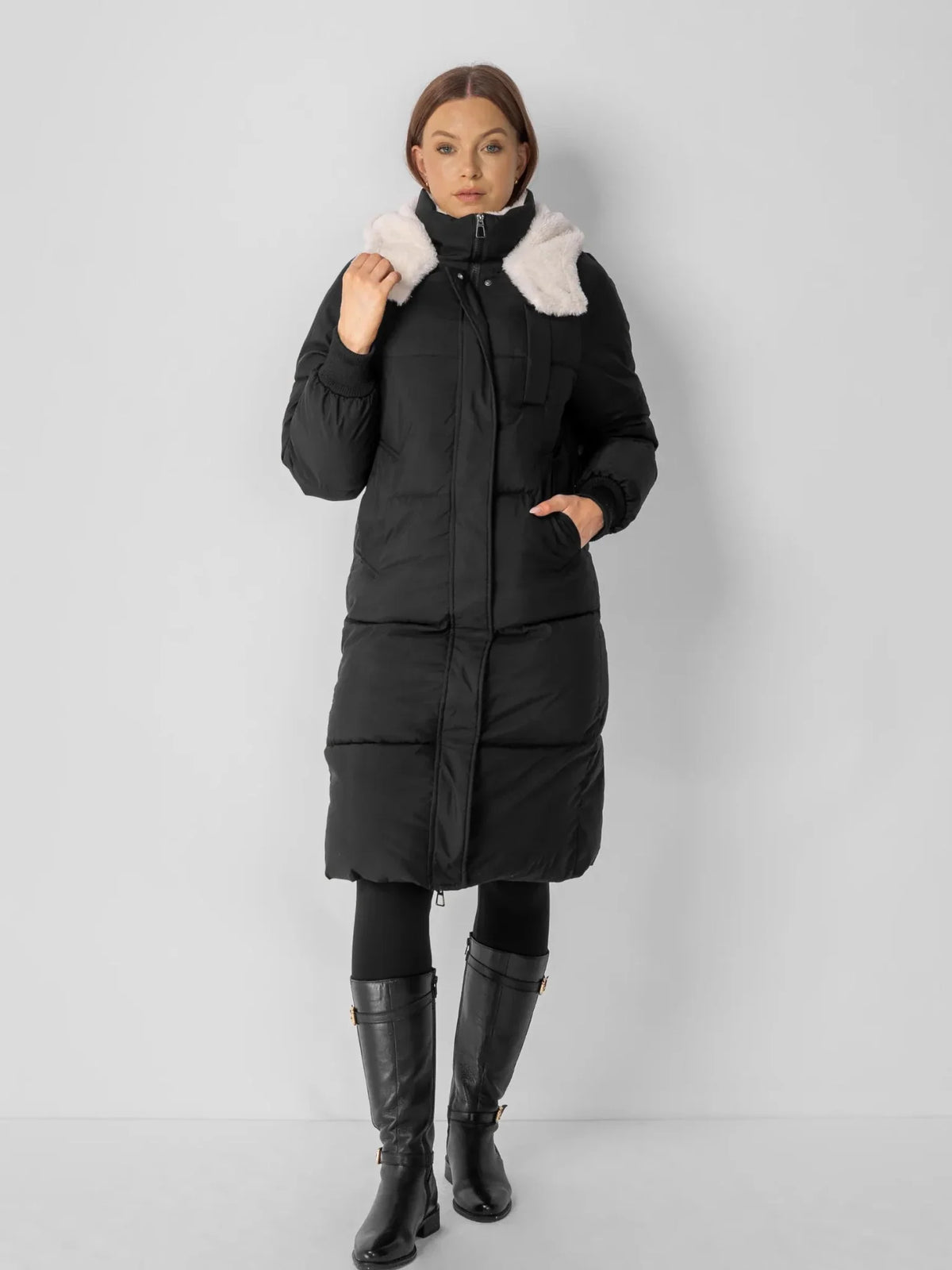 PUFFLT Faux Fur Lined Long Puffer