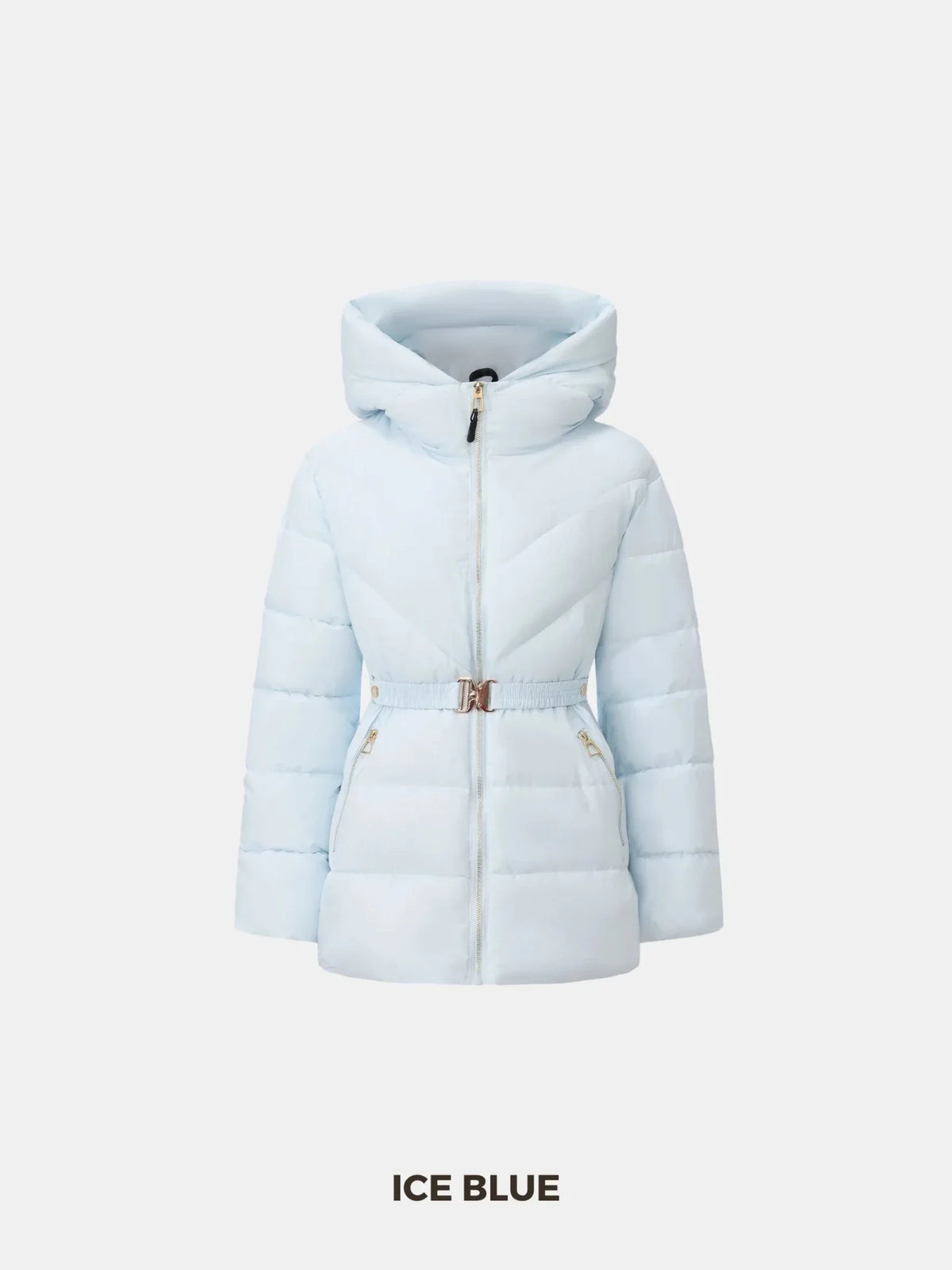PUFFLT Gold-tone Belted Puffer Jacket