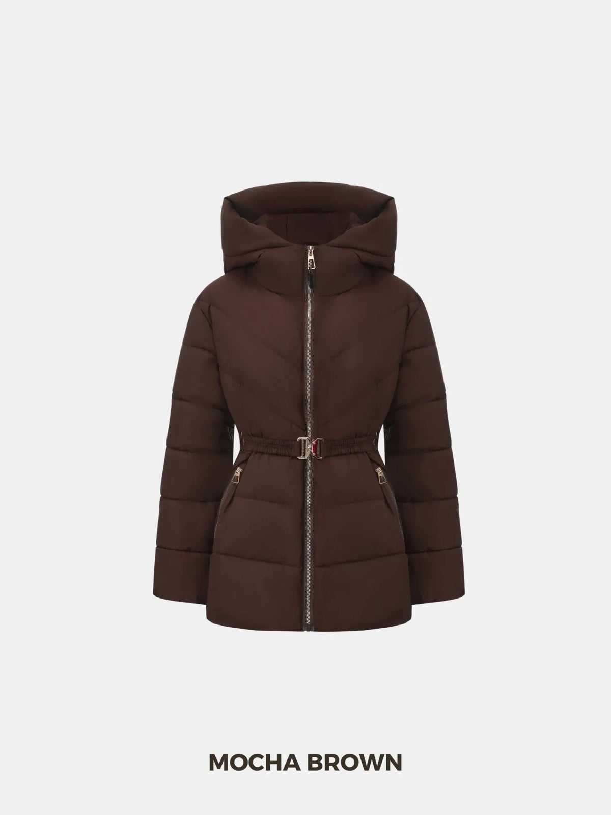 PUFFLT Gold-tone Belted Puffer Jacket