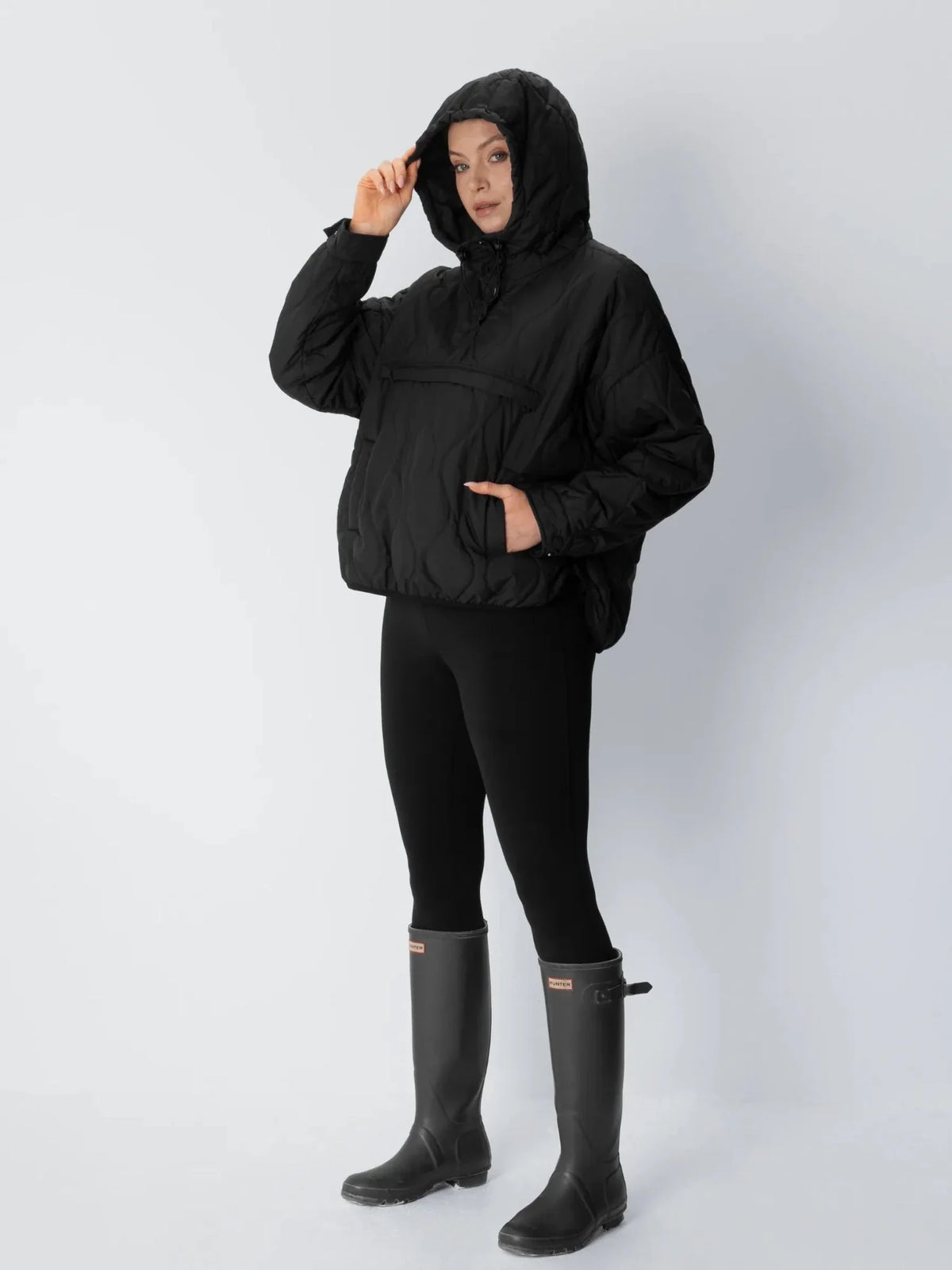 PUFFLT Kangaroo Pocket Packable Quilted Puffer Hoodie