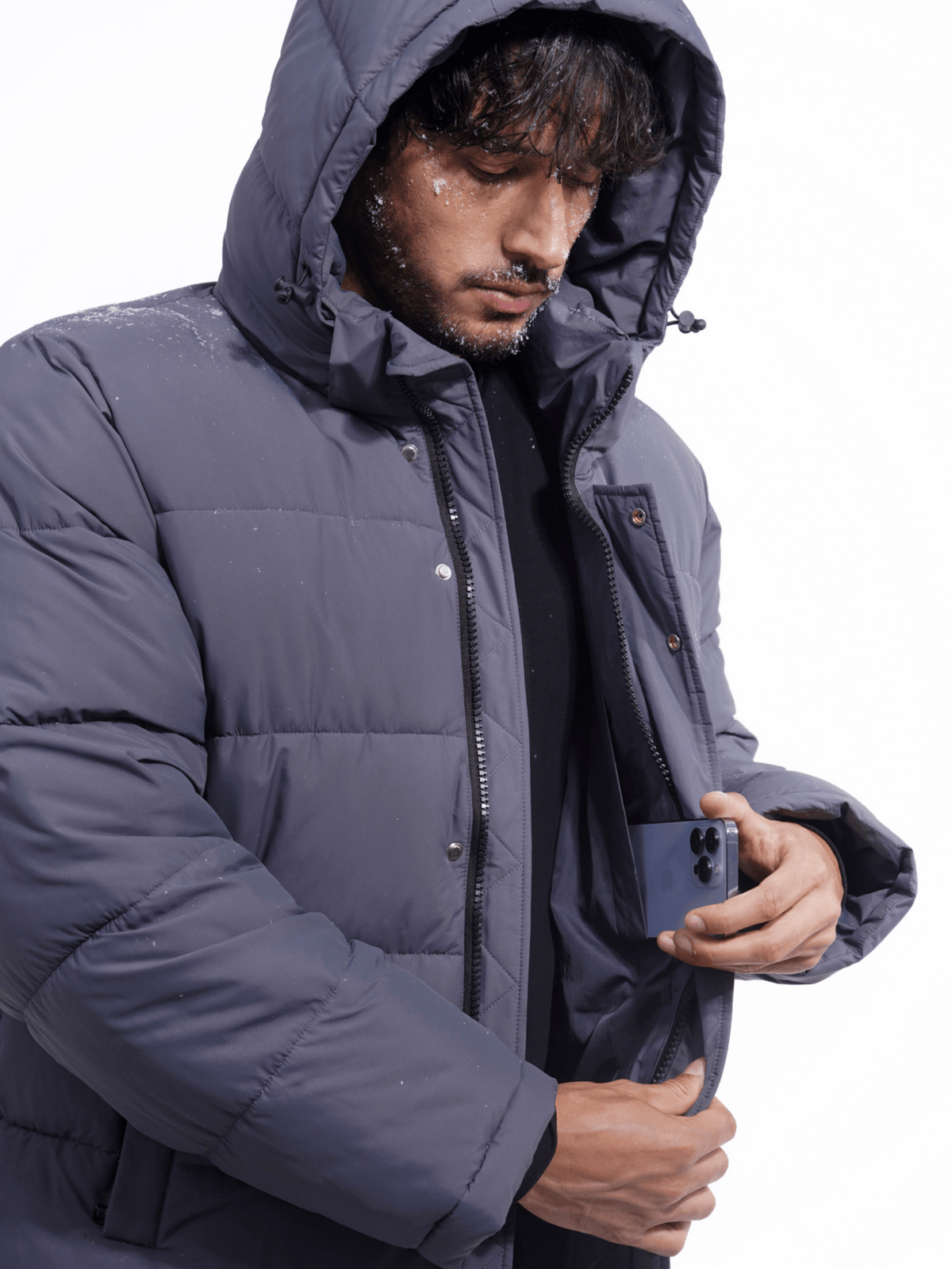 PUFFLT Men's Detachable-Hooded Puffer Jacket