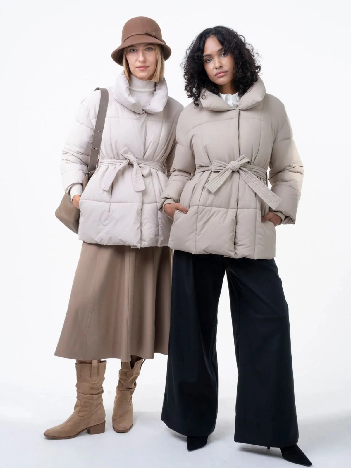 PUFFLT Mid Length Belted Puffer Jacket